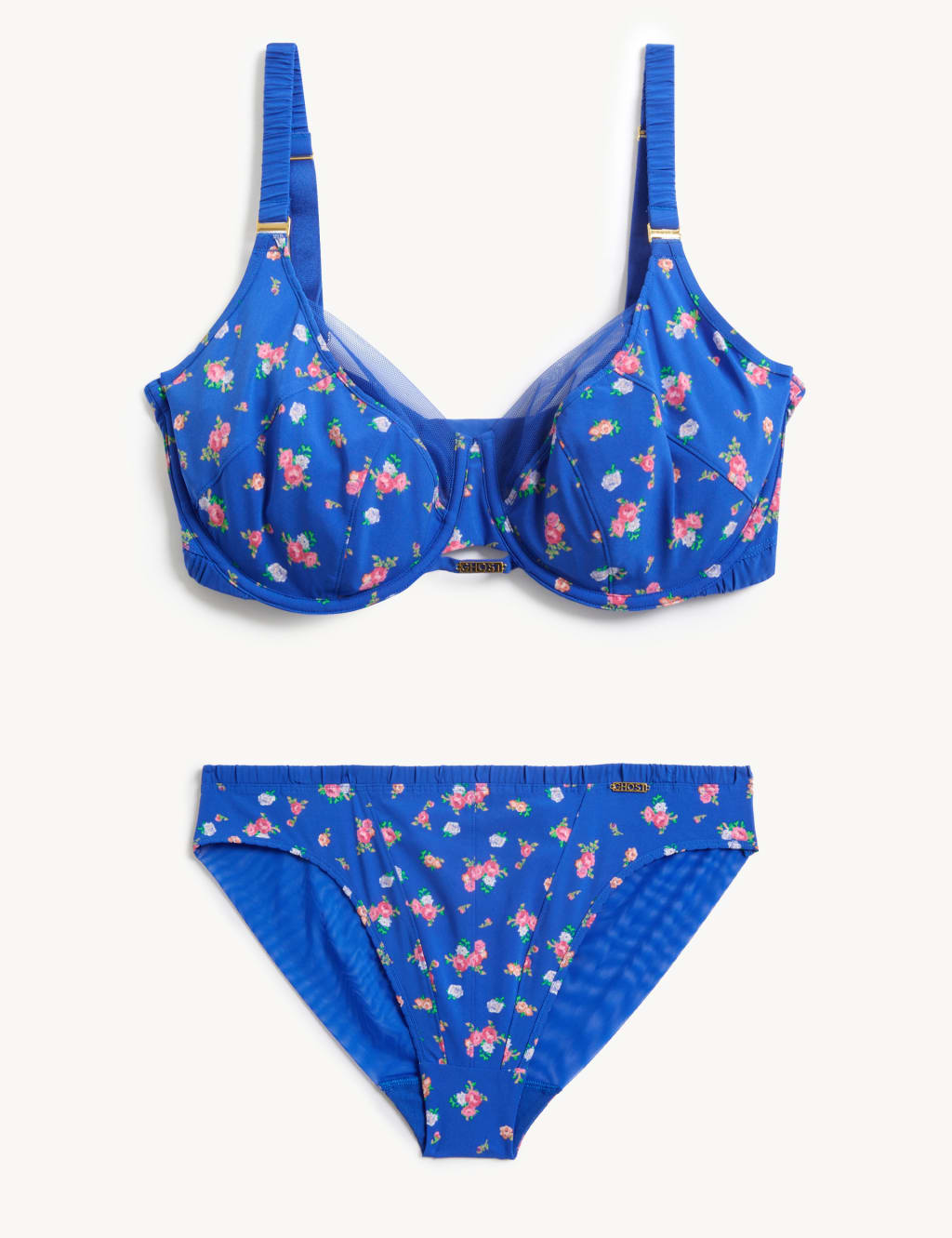 Floral Print Wired Full Cup Bra Set F-H image 2