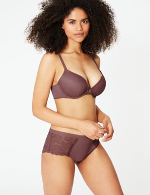Soutien-gorge ampliforme, push-up et plongeant, orn&eacute; de dentelle, bonnets A&nbsp;&agrave;&nbsp;F