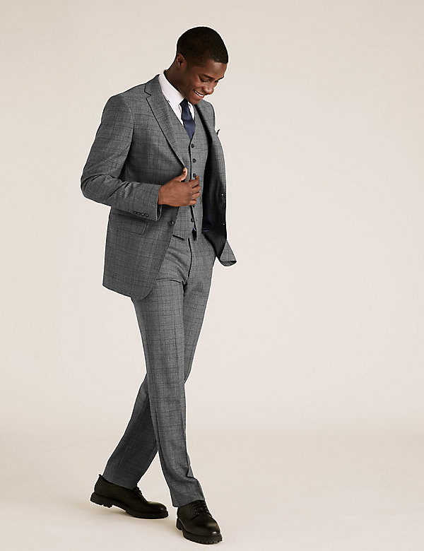Charcoal Checked Wool 3 Piece Suit