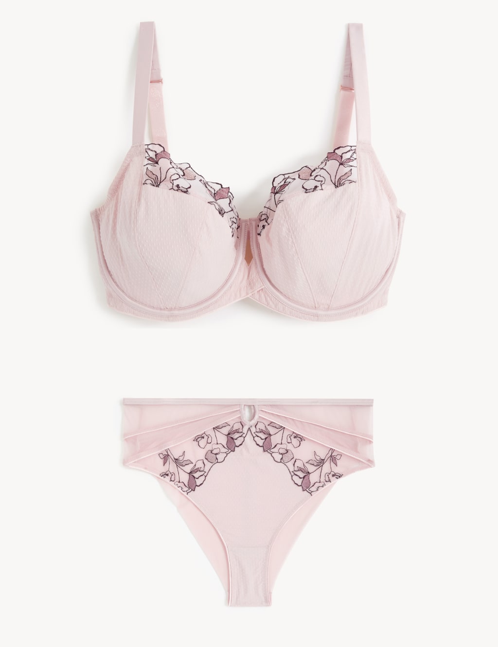 Iris Embroidery Wired Minimiser Bra Set C-G image 2