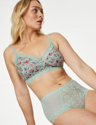M&S Collection Printed Lace Non Wired Bralette A-E - ShopStyle Bras