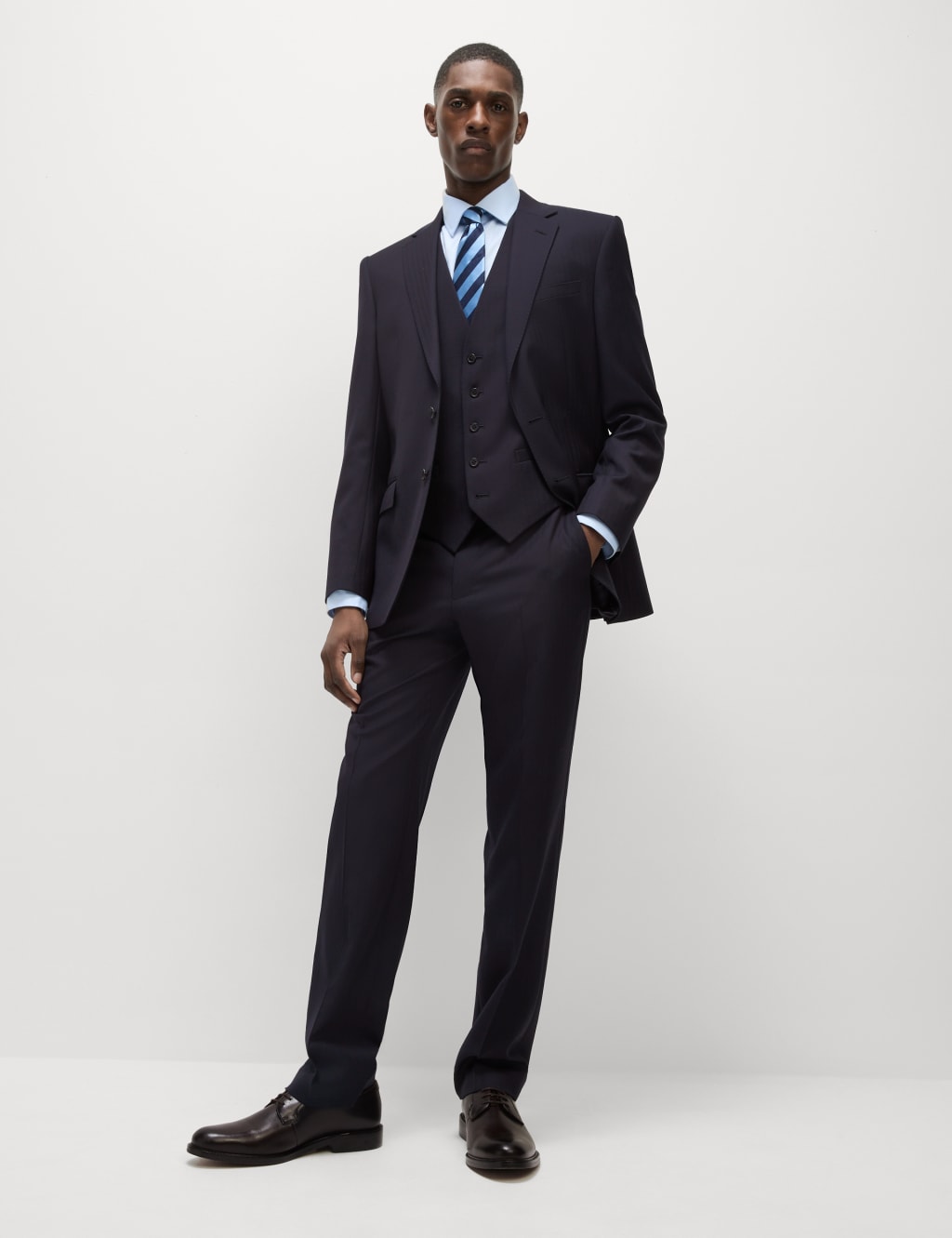 Regular Fit Herringbone Pure Wool Suit