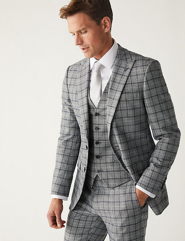 Slim Fit Check Stretch Suit - BH