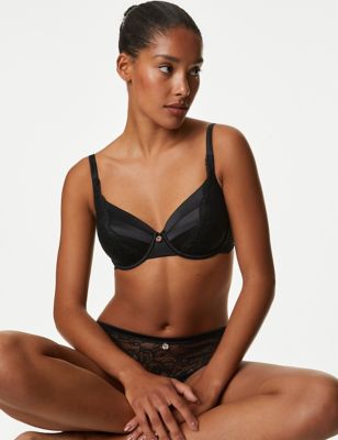 Lace Wired Full Cup Bra Set With Silk A-E