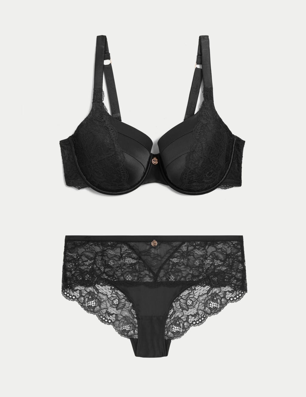 Lace Wired Full Cup Bra Set With Silk A-E image 2