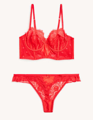 Linea Lace Wired Longline Balcony Bra Set A-E - KH