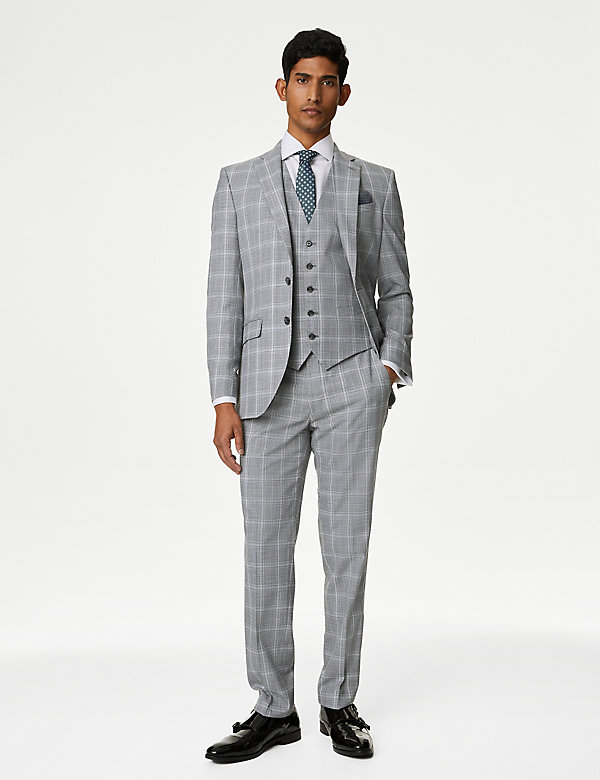 Slim Fit Check Stretch Suit - CH
