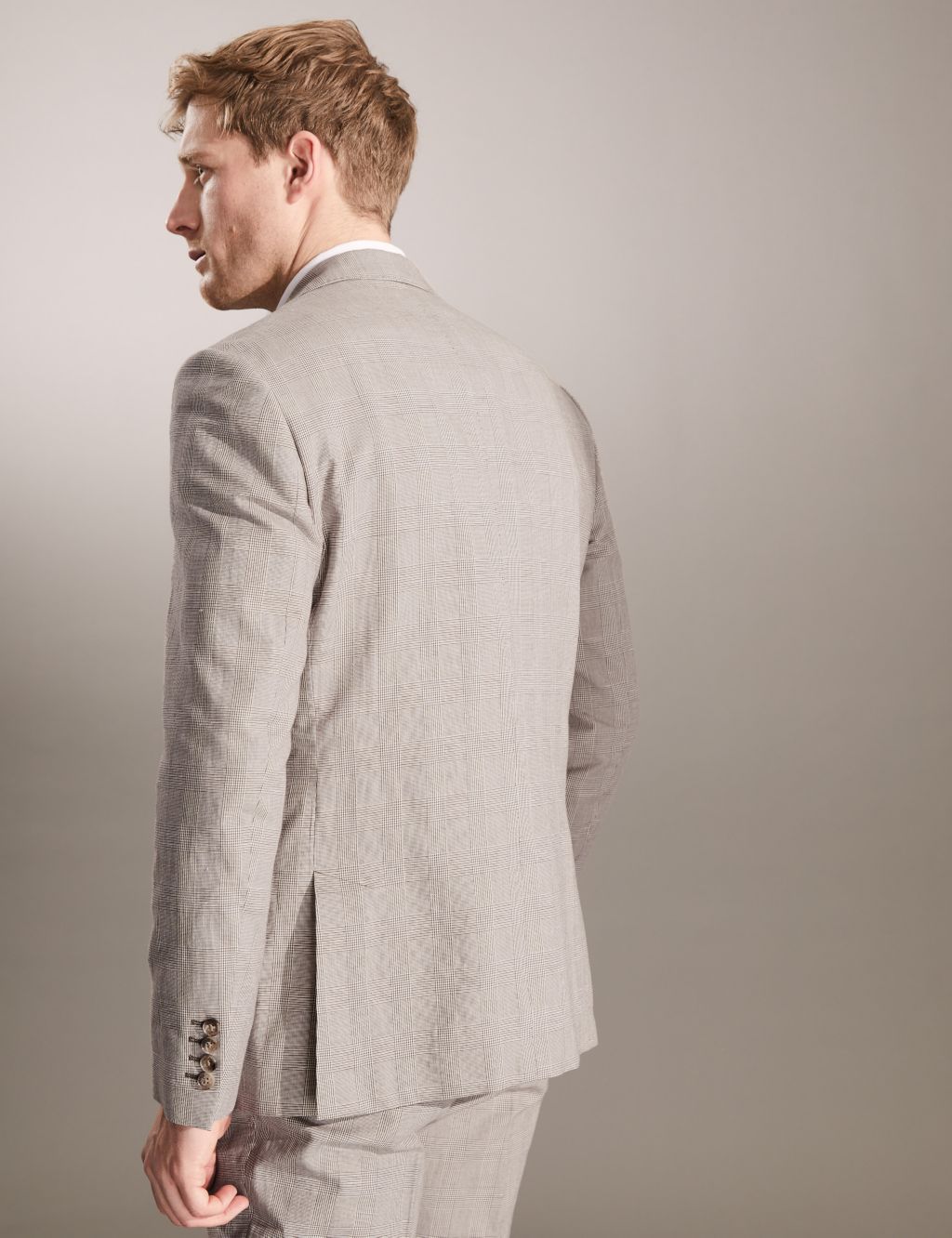 Tailored Fit Cotton Linen Blend Check Suit image 3