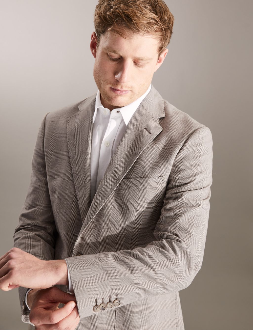 Tailored Fit Cotton Linen Blend Check Suit image 6