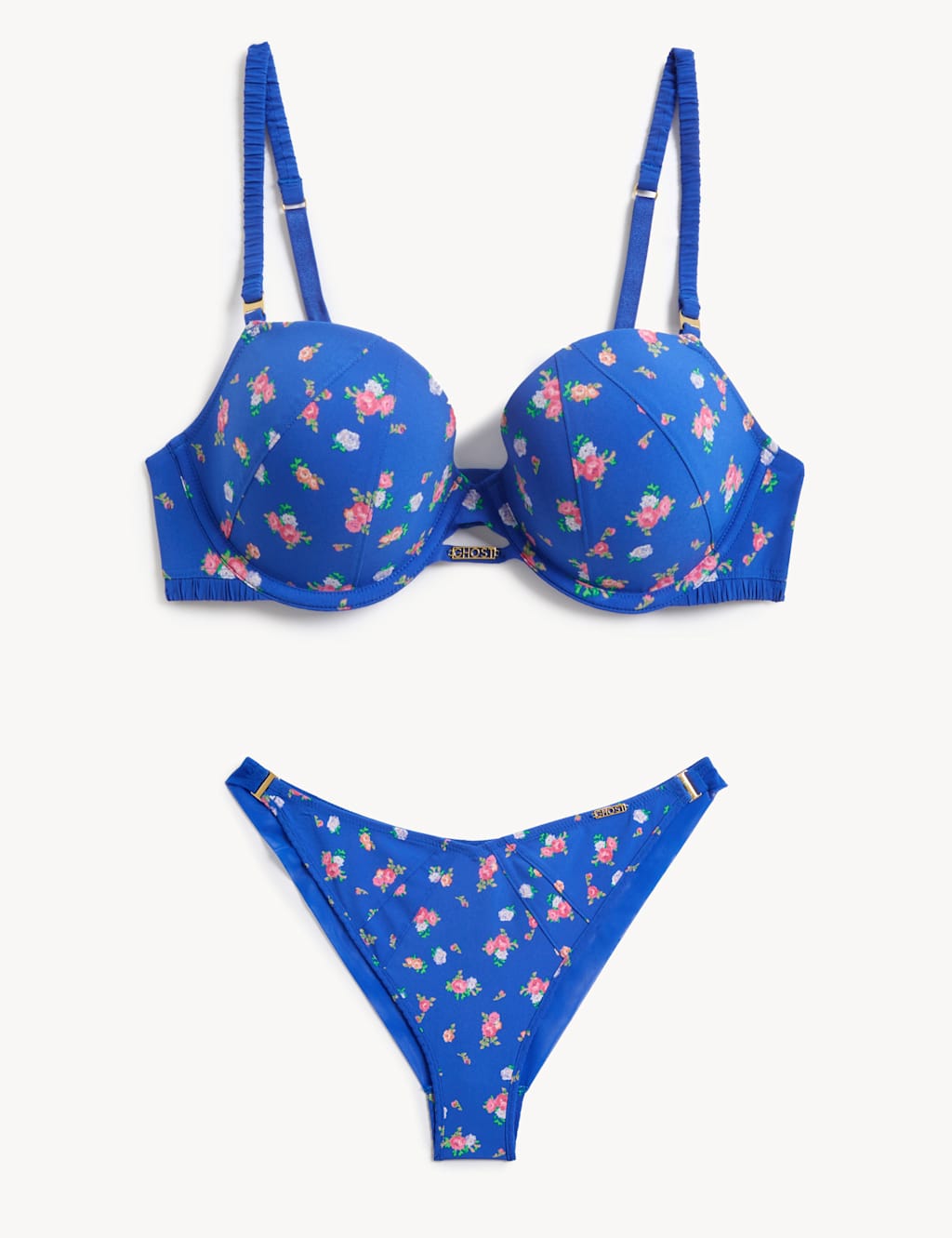 Floral Print Wired Balcony Bra Set A-E image 2