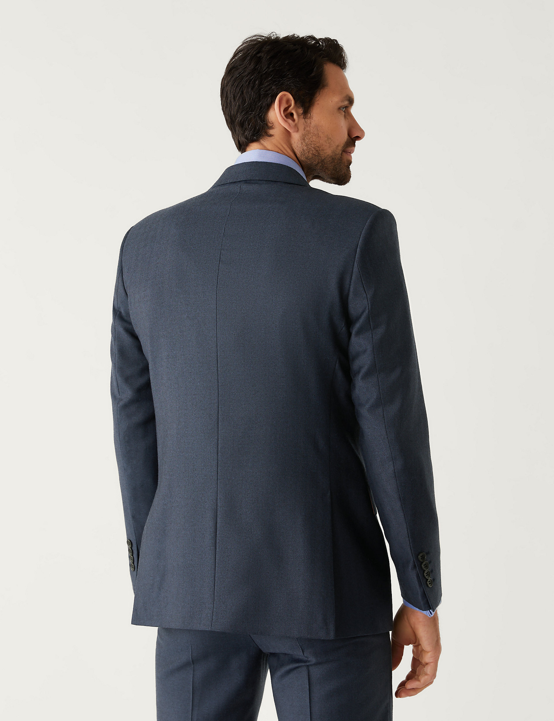 Κοστούμι σε κανονική γραμμή με σχέδιο ψαροκόκαλο από 100% βρετανικό μαλλί