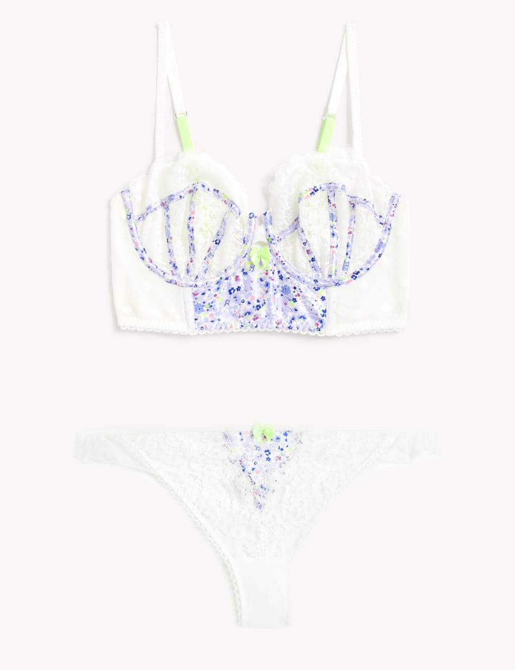 Linea Lace Printed Wired Balcony Bra Set A-E image 2