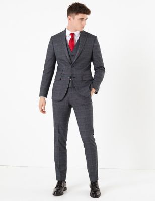 Slim Fit 3 Piece Checked Suit | M&S
