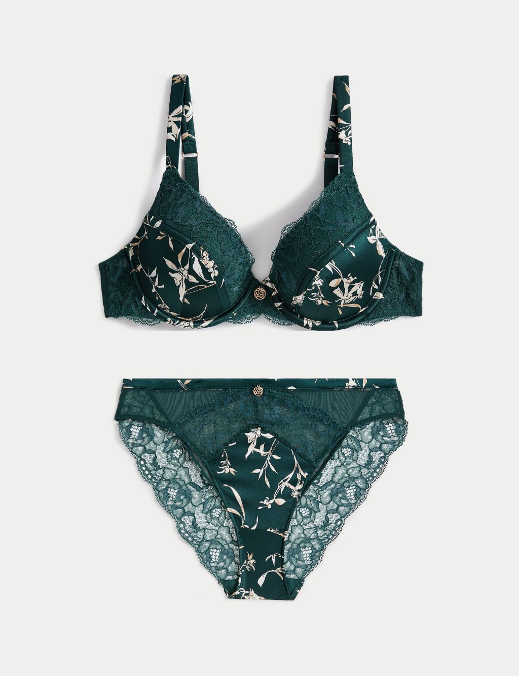 Cassia Silk & Lace Wired Full Cup Bra Set image 2