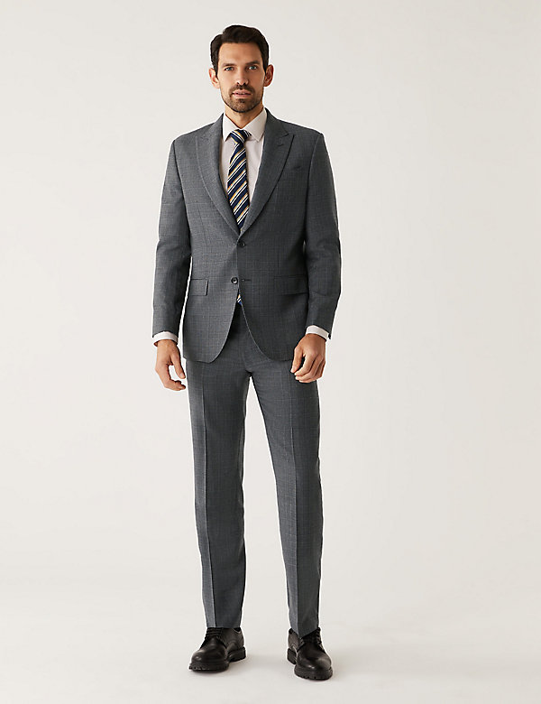 Regular Fit Pure Wool Check Suit - PT