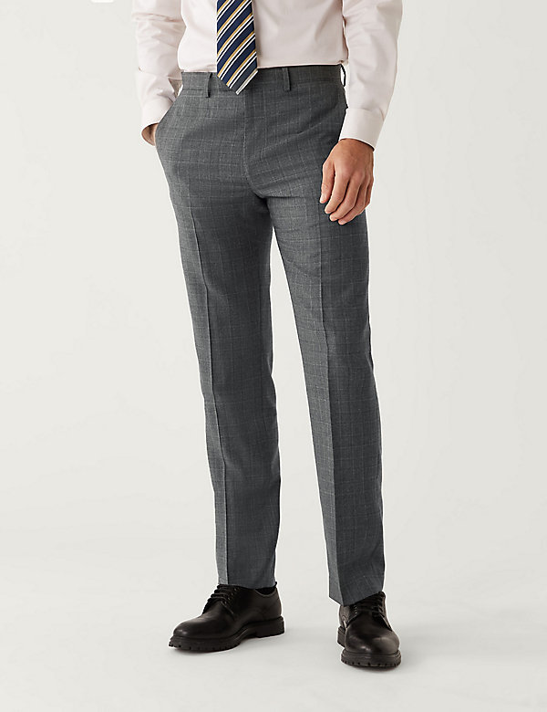 Regular Fit Pure Wool Check Suit - MN