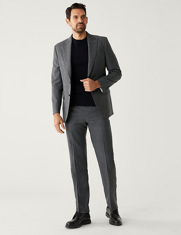 Regular Fit Pure Wool Check Suit - MN