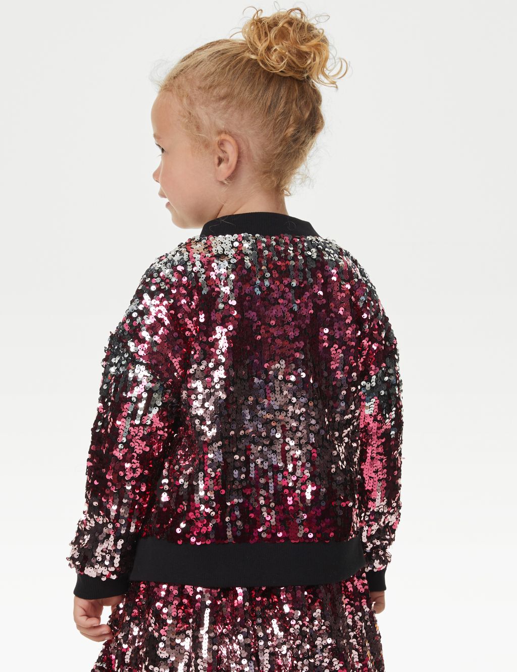 Girls Sequin Bomber & Skirt Outfit image 3