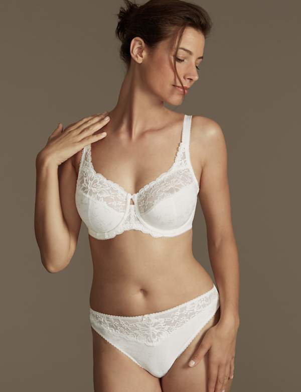 Jacquard & Lace Set with Underwired Full Cup DD-H