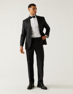 Classic-Cut Tuxedo With Shawl Collar Navy Blue Sandblasted