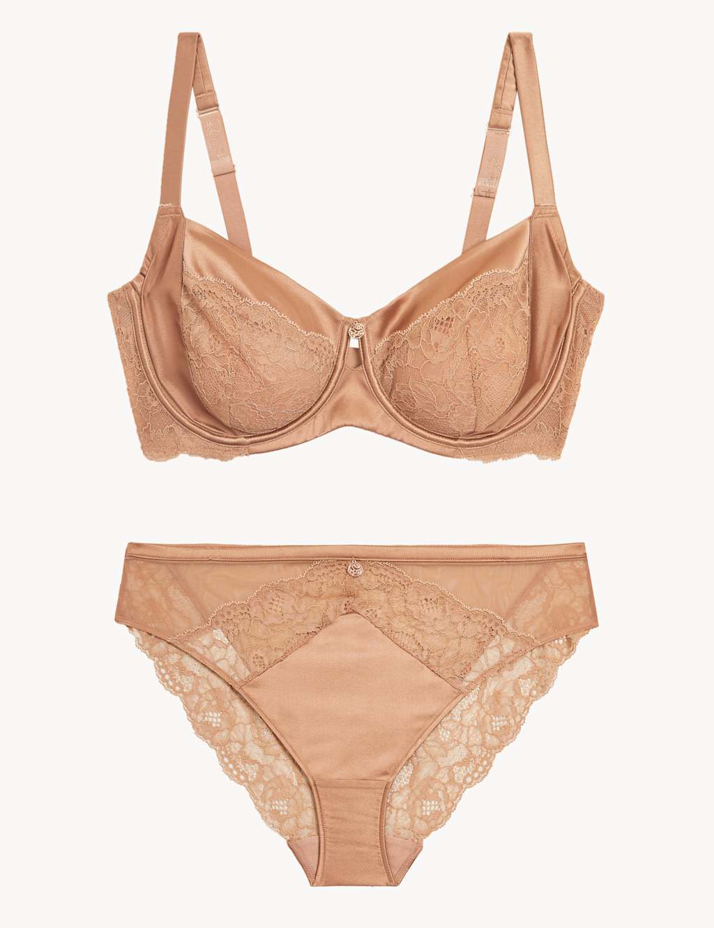 Silk Blend & Lace Wired Balcony Bra Set F-H image 2