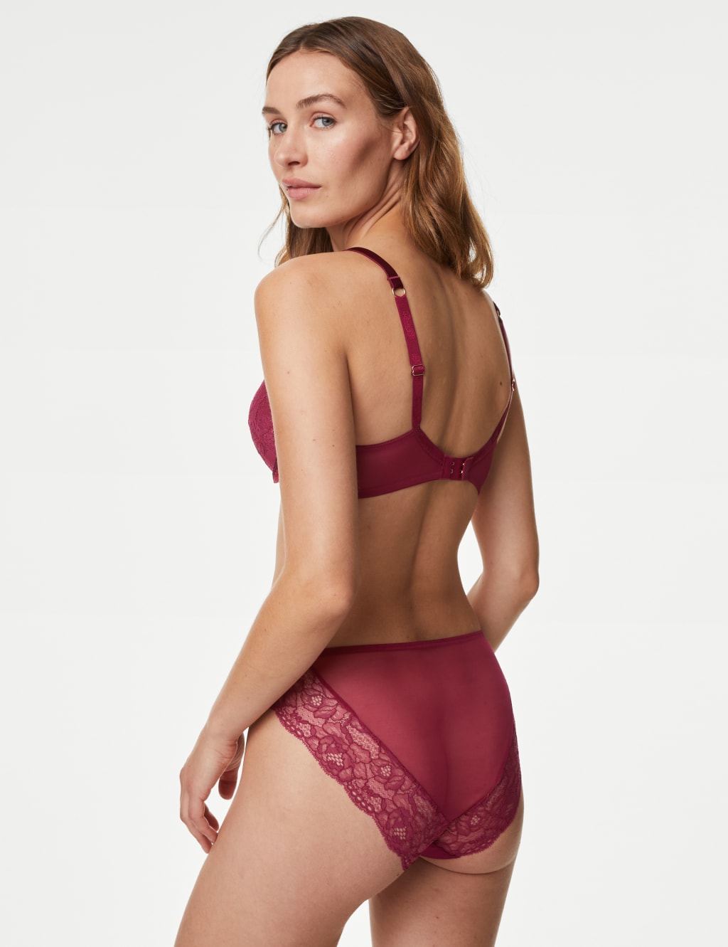 Lace Wired Full Cup Bra With Silk Set A-E image 6