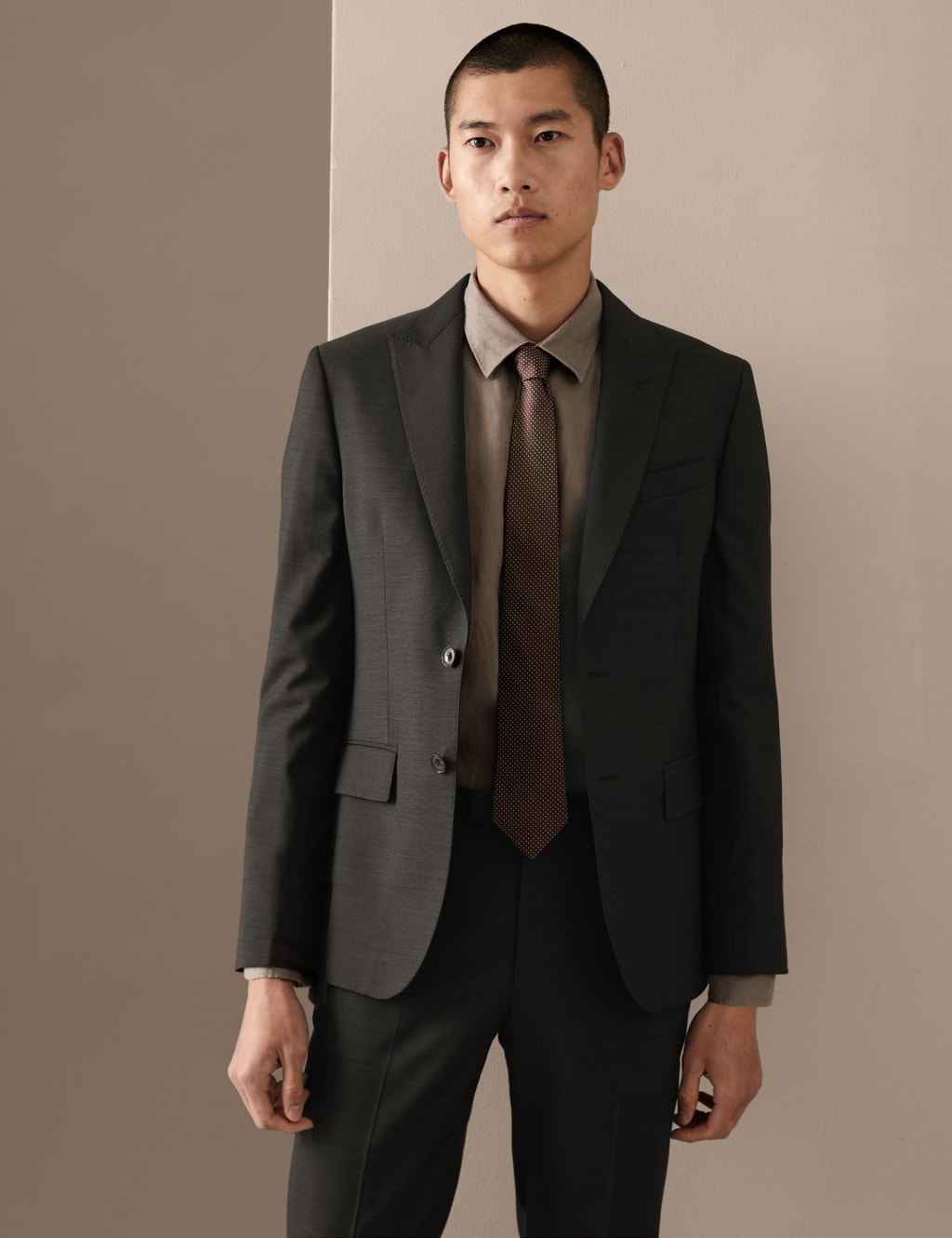 Tailored Fit Pure Wool Textured Suit image 2
