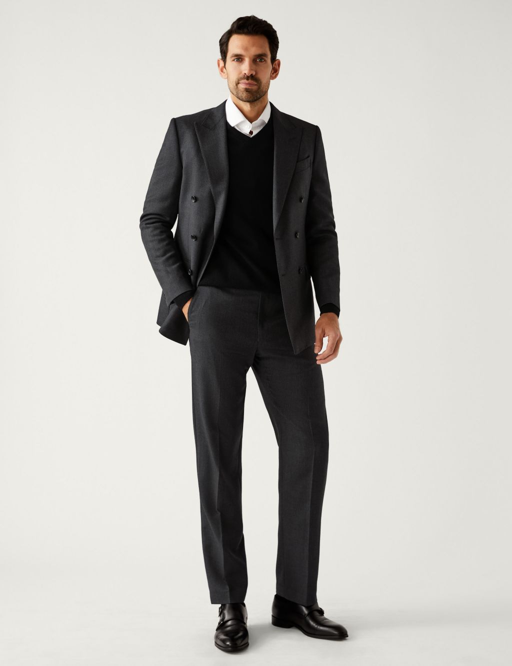 Regular Fit Birdseye Double Breasted Suit image 6