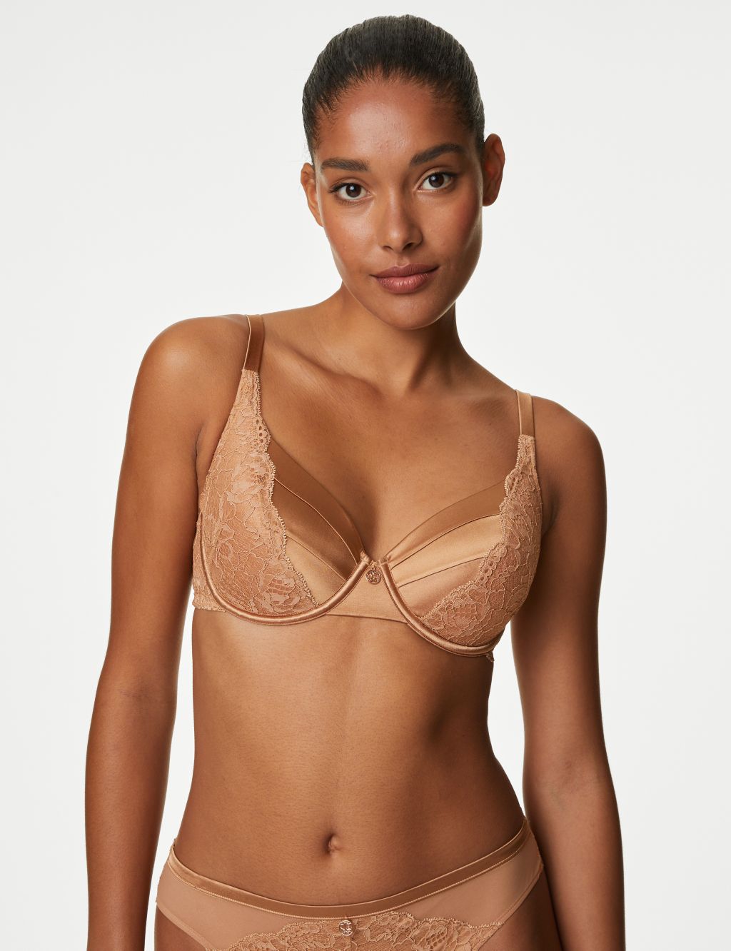 Silk & Lace Wired Full Cup Bra Set A-E image 3