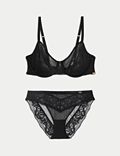 Sheer and Lace Wired Balcony Bra Set A-E