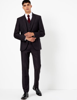 Costume 3&nbsp;pi&egrave;ces coupe tr&egrave;s ajust&eacute;e en tissu extensible &agrave; motif textur&eacute;