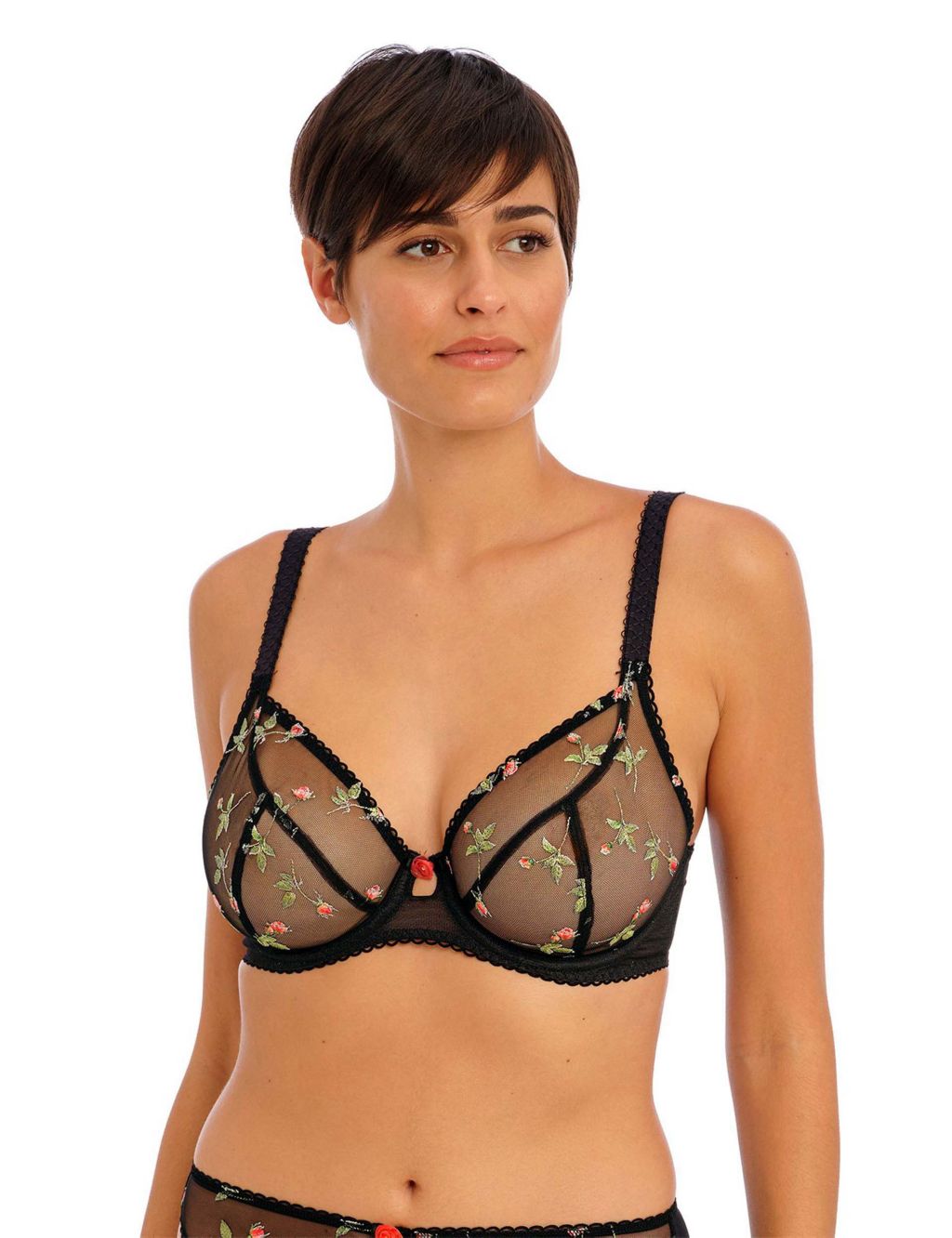 Rose Blossom Lace Wired Plunge Bra Set image 3