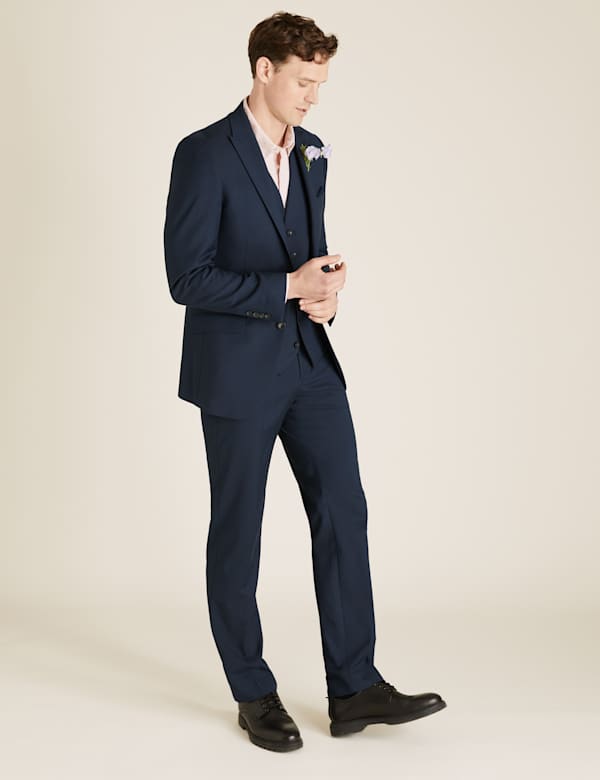 Tailored Fit 3 Piece Suit with Stretch