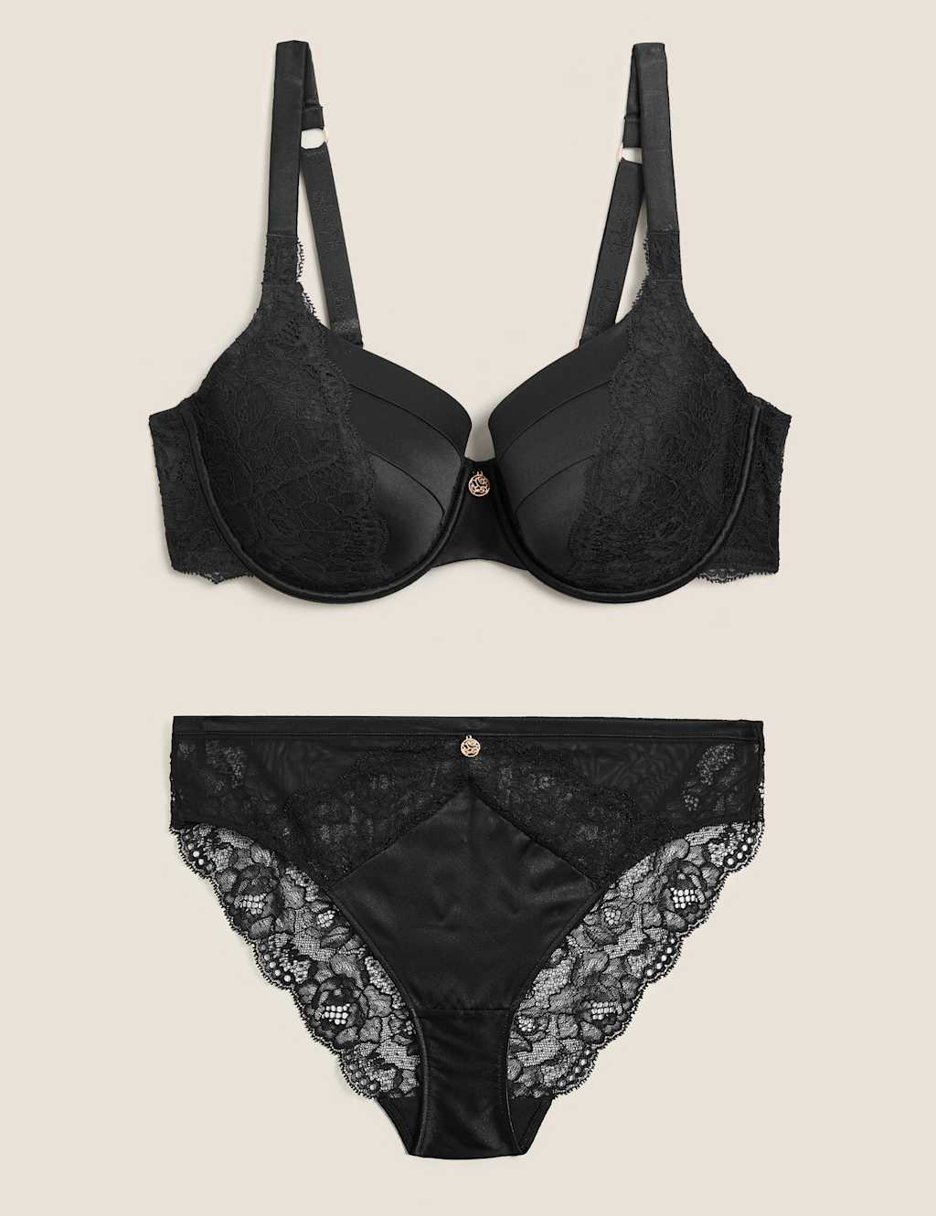 Silk & Lace Wired Full Cup Bra Set A-E image 2