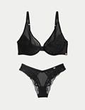 Sheer and Lace Beau Wired Plunge Bra Set A-E