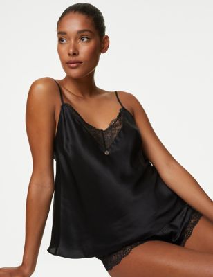Silk Camisole With Lace – Black, Australia