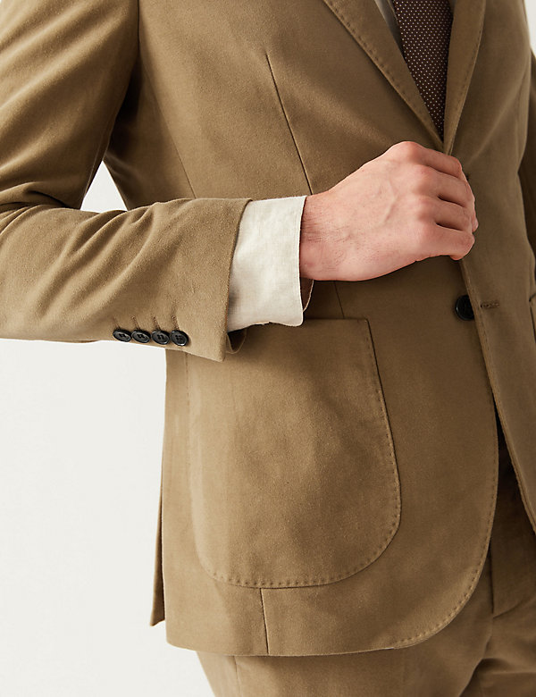 Tailored Fit Pure Cotton Moleskin Suit - DK