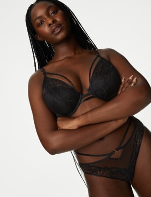 Maya Embroidery Wired Plunge Bra Set A-E