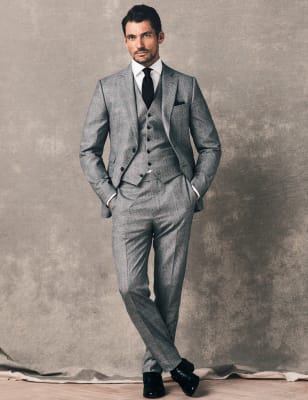 Checked Tailored Fit Wool 3 Piece Suit | M&S