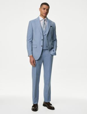 Slim Fit Wool Blend Herringbone Suit - BG