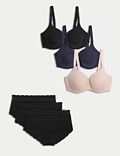 3pk Wired Full Cup T-Shirt Bras Set A-E