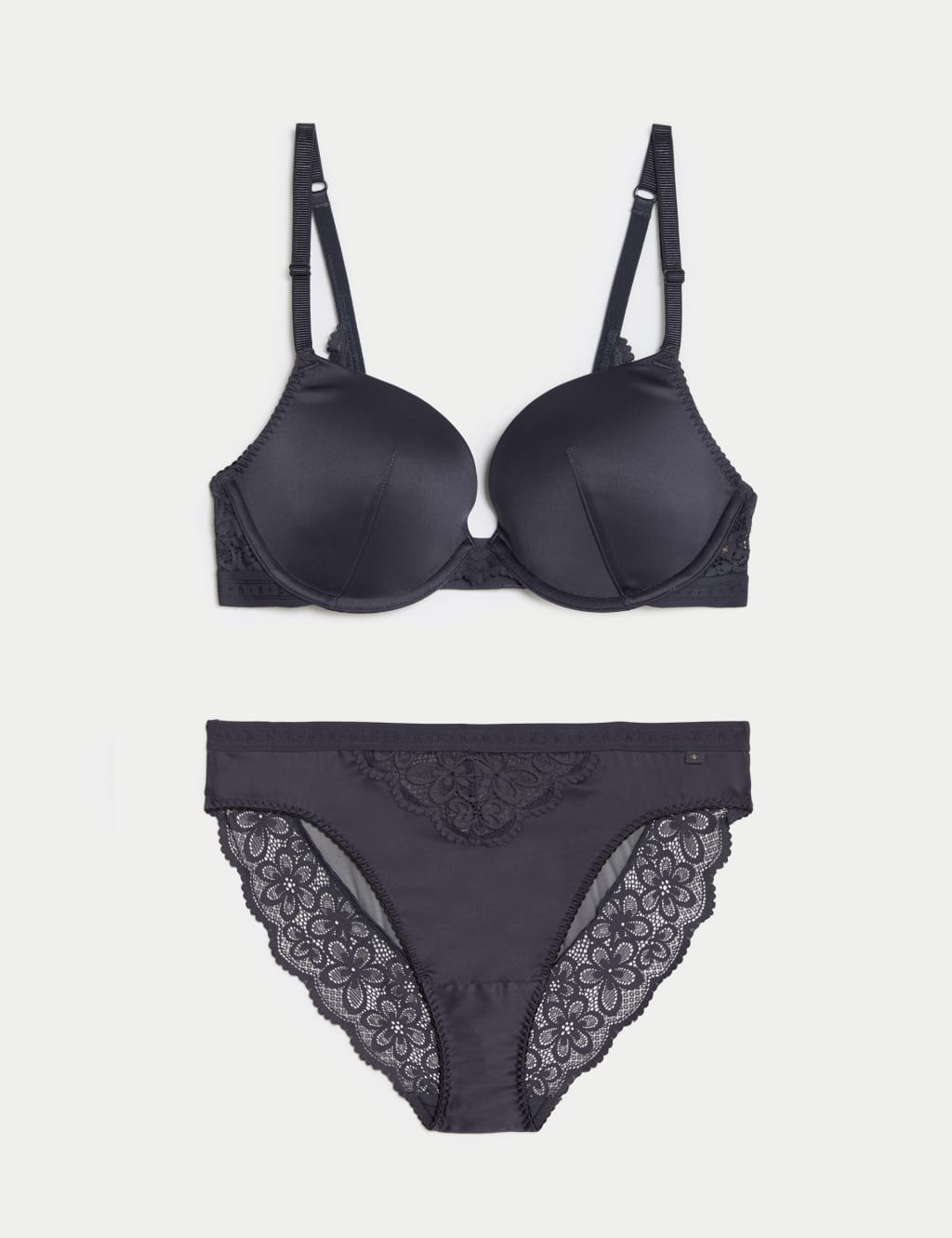 Ines Satin Wired Push-Up Bra Set image 2