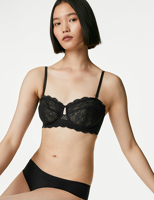 Lace Wired Strapless Bra Set - US