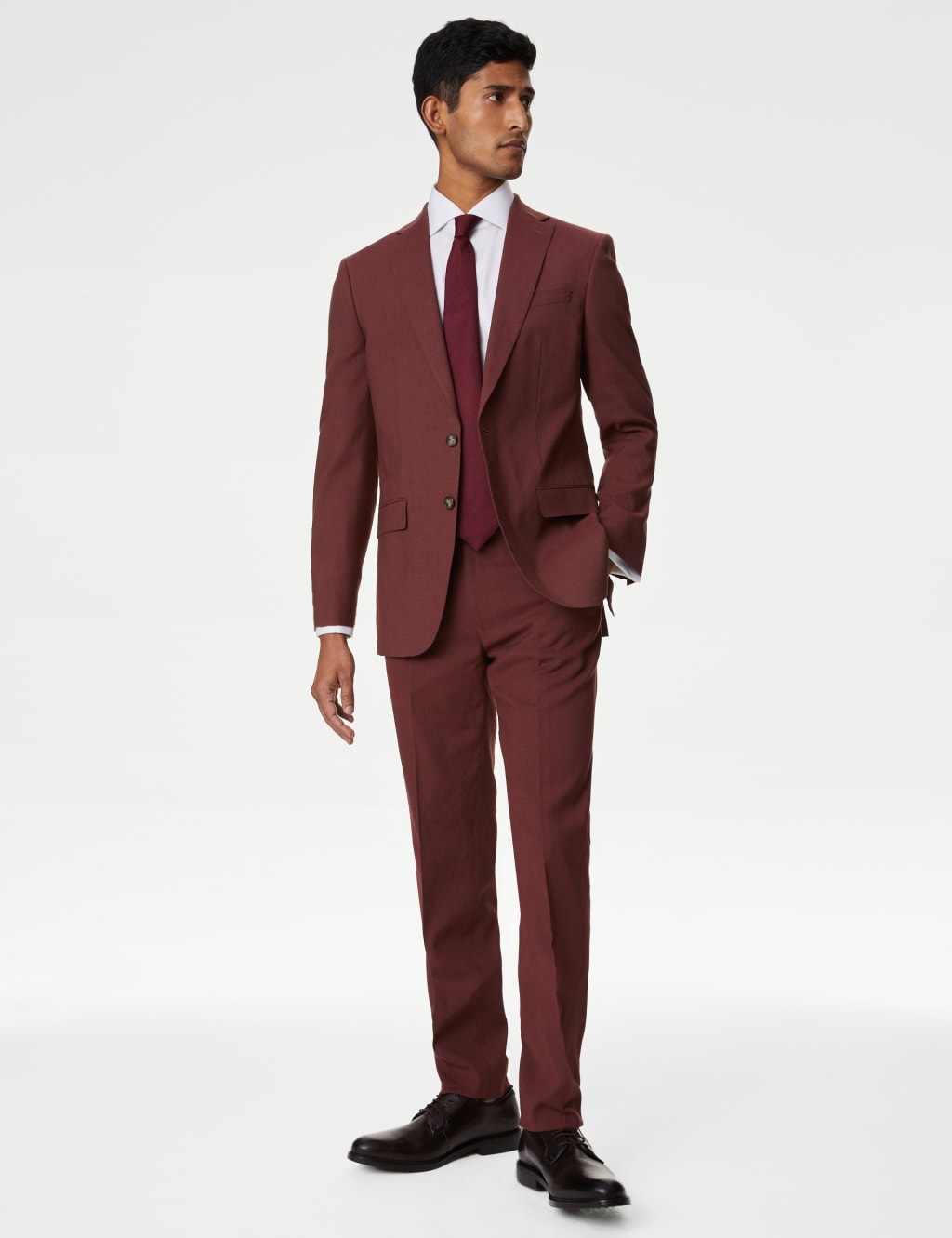 BURGUNDY WIDE LEG DRESS PANTS REGULAR FIT SUPER 150'S ITALIAN WOOL