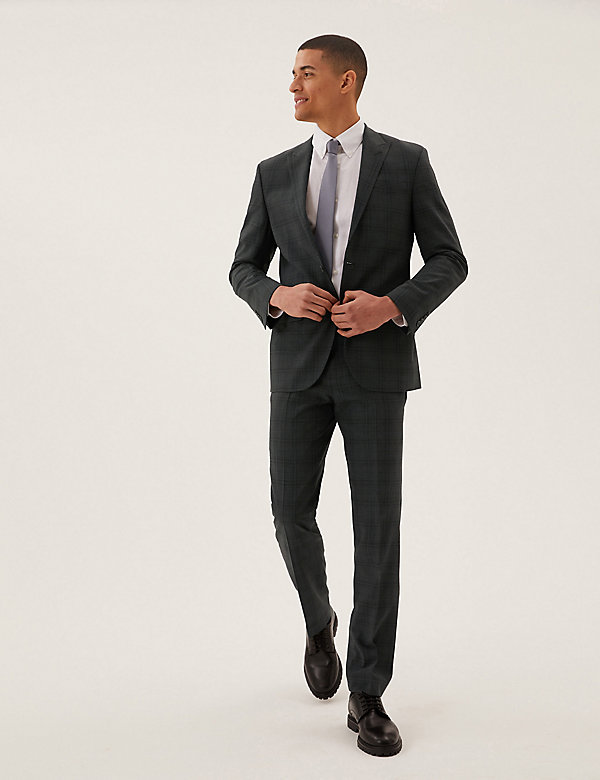 Tailored Fit Wool Checked Suit