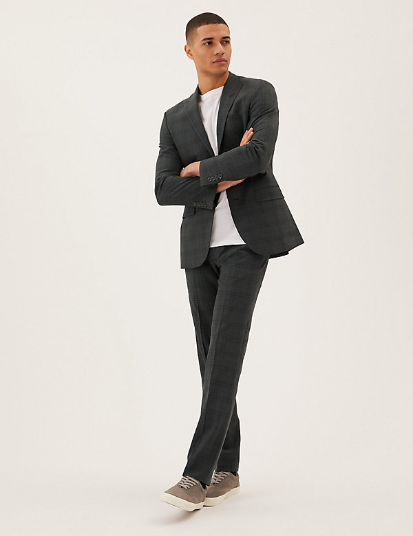 Tailored Fit Wool Checked Suit