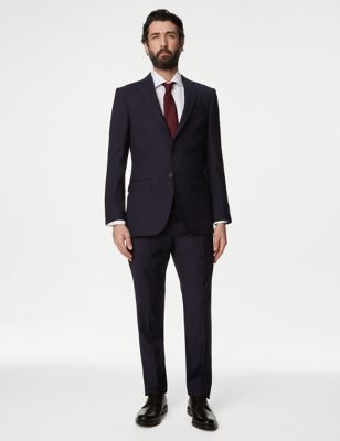 Slim Fit Pure Wool Herringbone Suit - CA