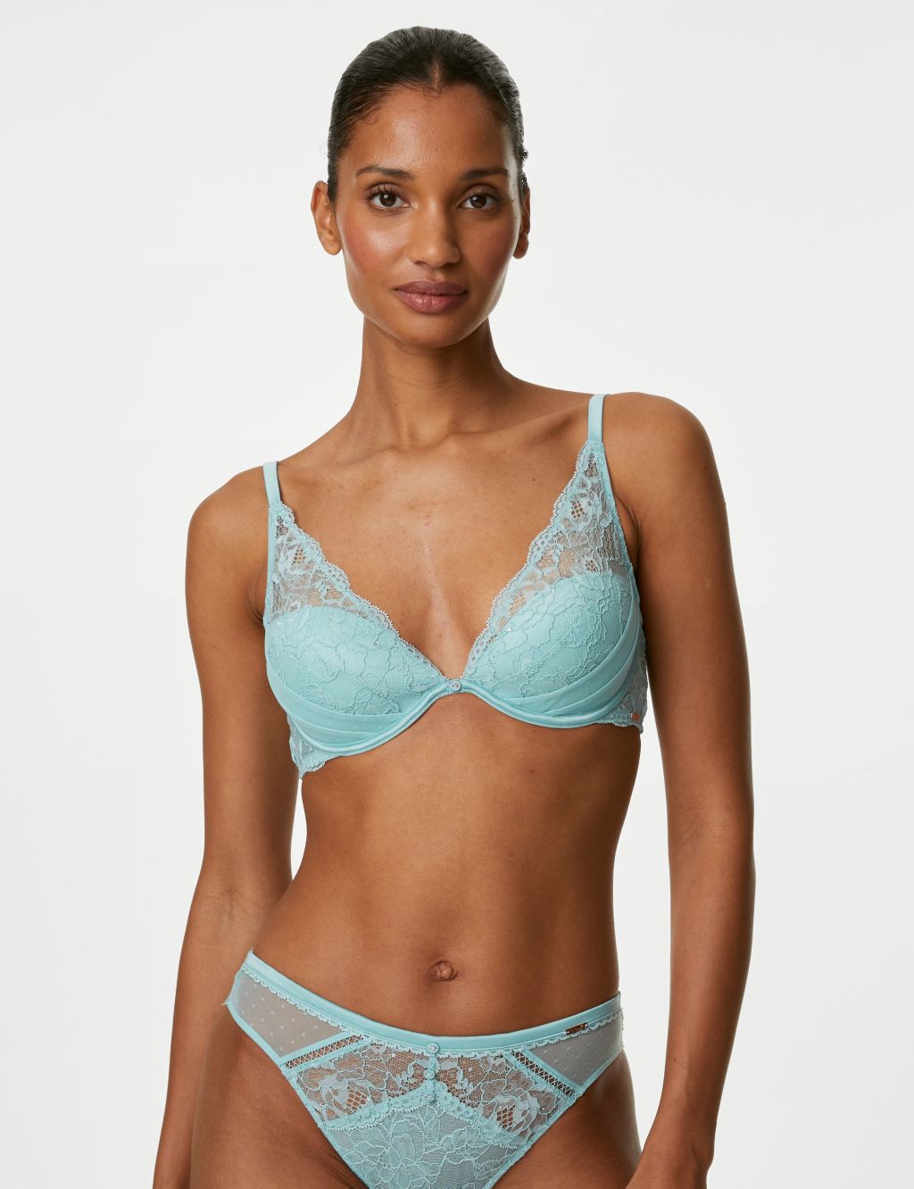 Aster Sparkle Lace Wired Plunge Bra Set A-E image 3