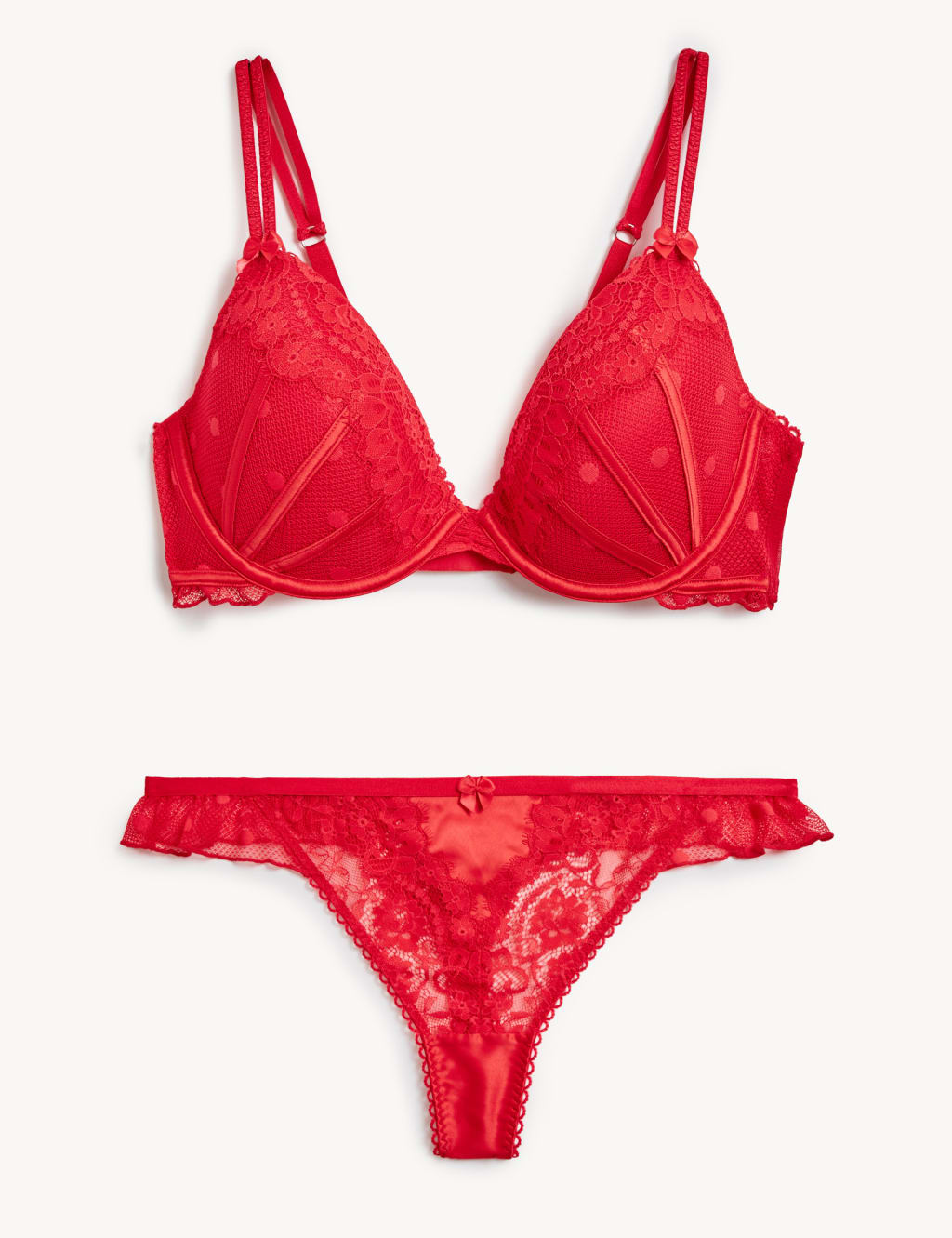 Linea Lace Wired Plunge Bra Set A-E image 2