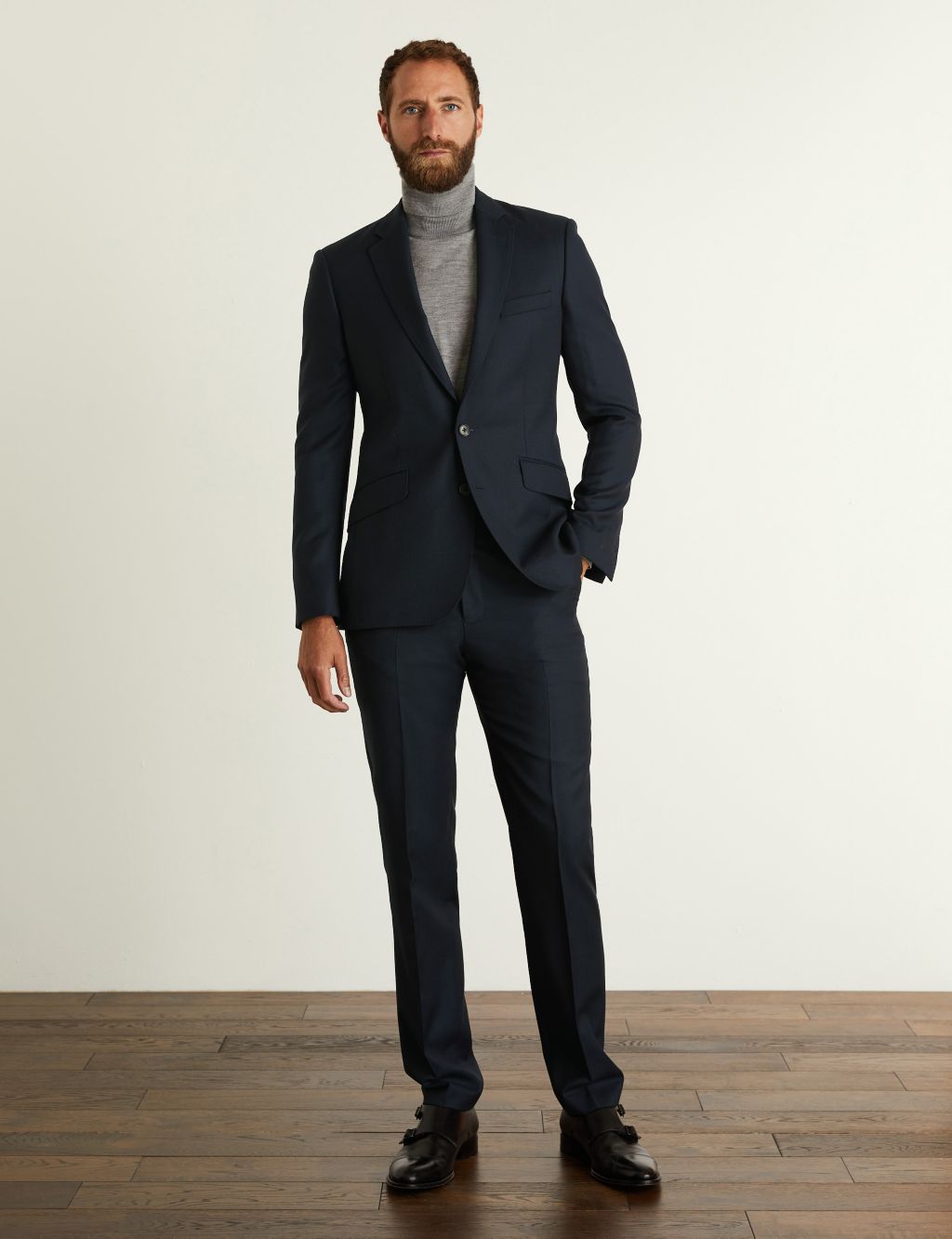 Slim Fit Pure Wool Birdseye Suit image 1